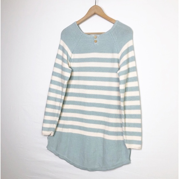 Free people, beach, striped blue/cream knit tunic - Picture 4 of 8